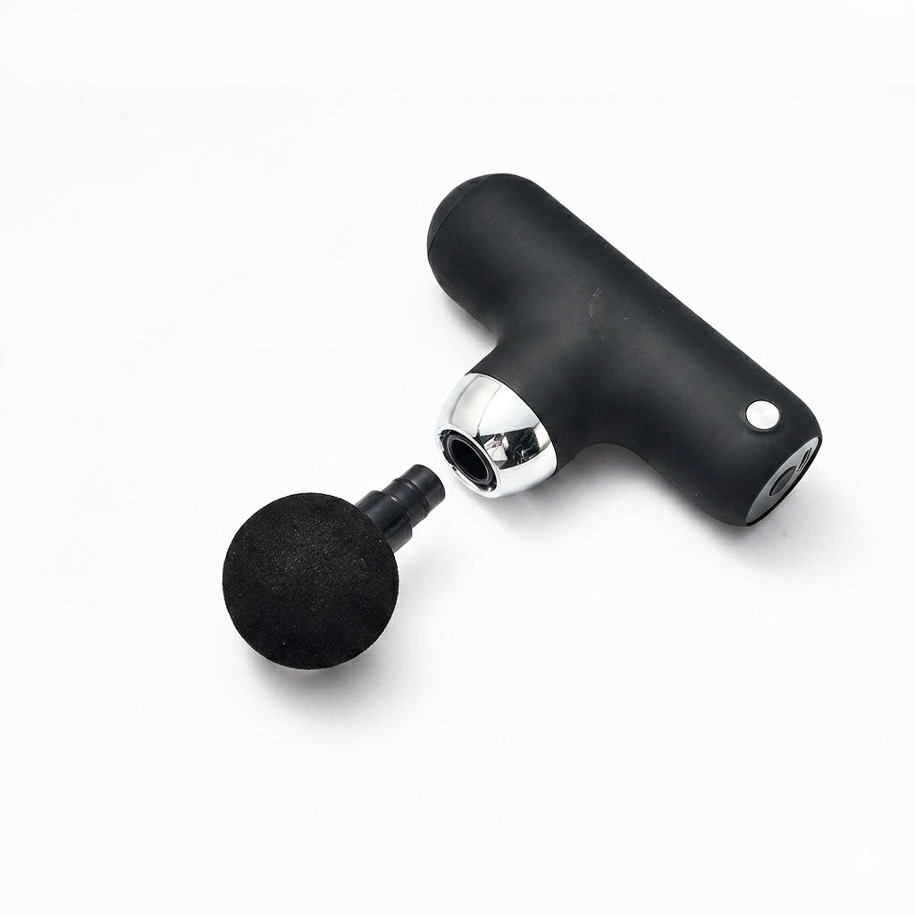 17Well portable massage gun shown in hand for travel use