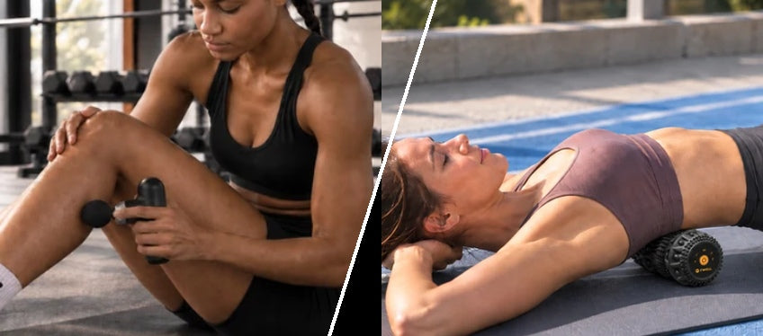 Massage Gun vs Mobility Foam Rollers for post-workout muscle recovery, easing muscle tension, improving mobility, and supporting an everyday recovery routine