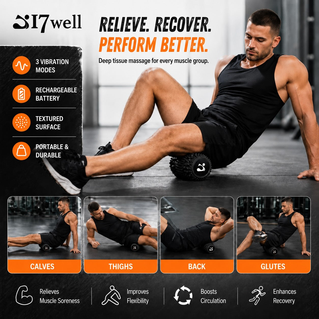 17Well RECOVERO ROLL Vibrating Foam Roller